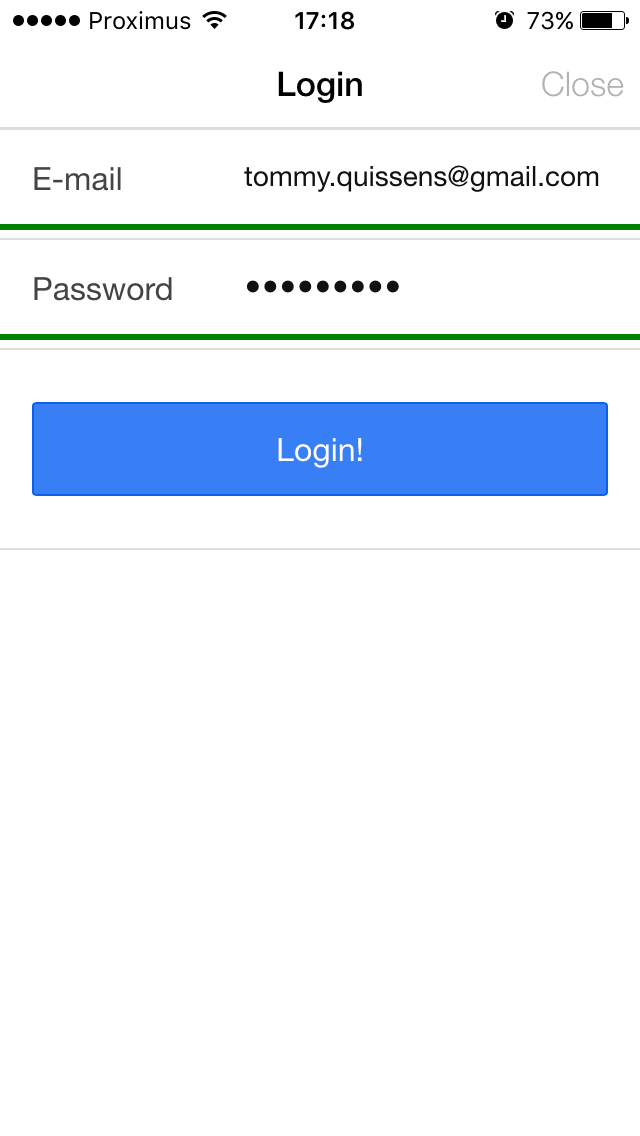 Login page with validation added